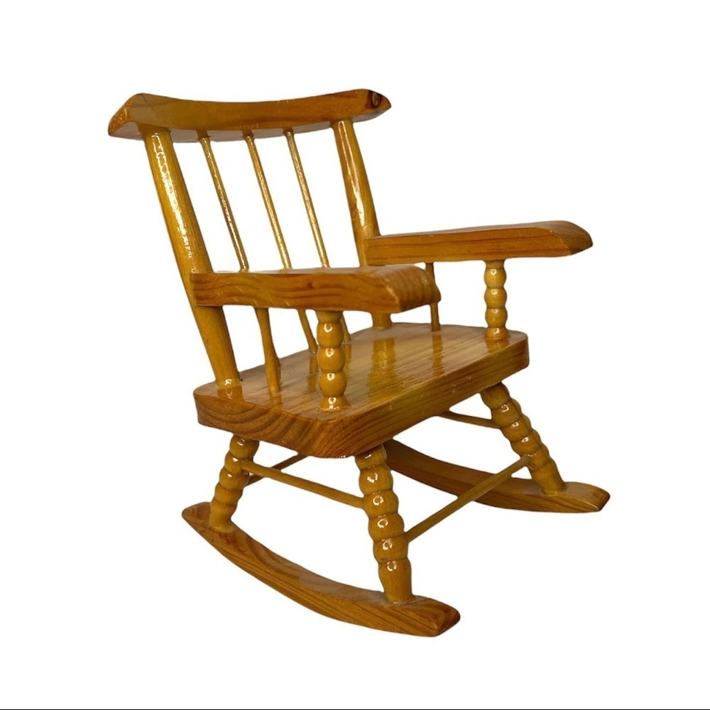 Vintage Wood Handcrafted Doll Rocker Chair Exclusive Oriental Trading Company 7”